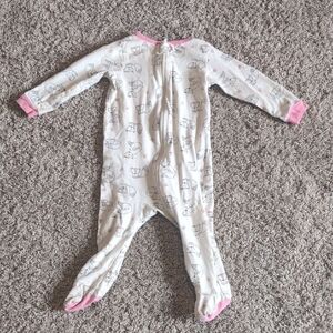 Gerber Pink and White Footie One Piece with Full-Length Zipper